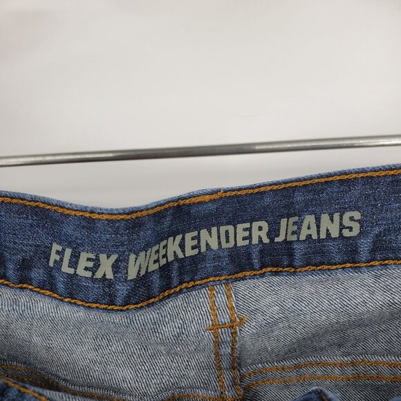 Duluth Trading Co Flex Weekender Trim Fit Men's Dark Wash Denim Jeans 42x30 - Picture 7 of 9